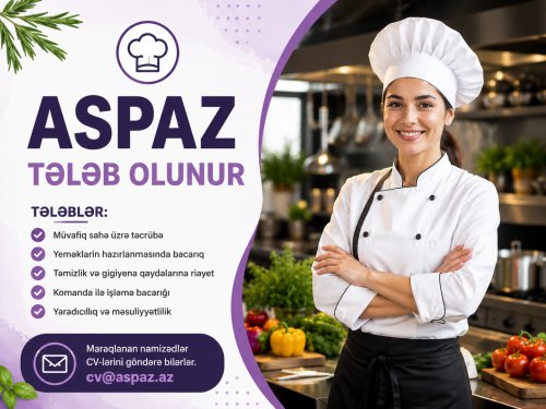 Aşpaz xanim tələb olunur