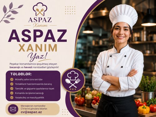 Aşpaz xanim tələb olunur